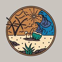 bom mar no design de t-shirt de arte vetorial de ilustração gráfica de verão vetor