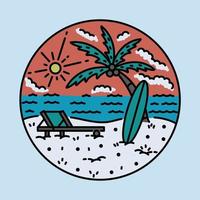 boa vista do mar para relaxar ilustração gráfica design de t-shirt de arte vetorial vetor