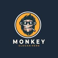 ilustração de logotipo de vetor de mascote de macaco geek