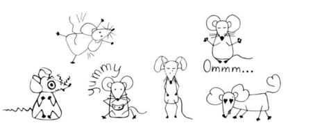 definir o doodle do mouse com emoções diferentes vetor