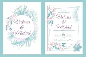 design de cartão de convite de casamento, convite floral, cores pastel suaves vetor