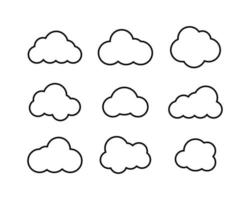 coleção de nuvens negras em design linear. ícones de nuvens negras. nuvens isoladas. eps10 vetor