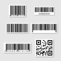 conjunto de adesivo de código de barras realista. ícones de etiqueta de código de barras. eps10 vetor