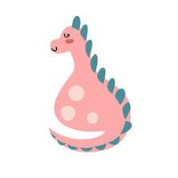 um verso da ilustração em vetor plana de personagem de desenho animado de dinossauro rosa fofo isolado no fundo branco. personagem fofo dino feminino para crianças. animal fofo para camiseta infantil, álbum de recortes ou qualquer padrão.