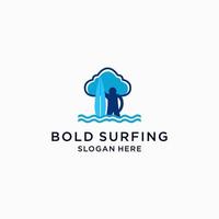 vetor de design de ícone de logotipo de surf