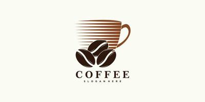 design de logotipo de café para ícone de cafeteria com vetor premium de conceito criativo