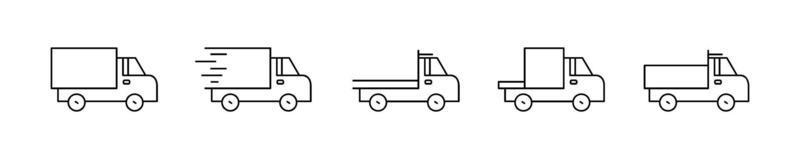 conjunto de ícones de transporte, símbolo de entrega de carro. coleção de ícones de transporte vetorial em fundo branco vetor