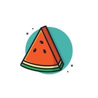fatias de ilustração de ícone de vetor dos desenhos animados de melancia. comida fruta ícone conceito isolado vetor premium. estilo de desenho animado plano