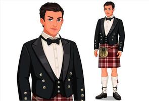 homem com roupa tradicional escocesa vetor