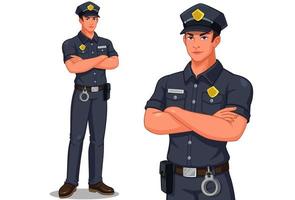 policial masculino em pé vetor