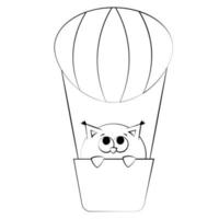 coruja bonito dos desenhos animados em um balão inflável em preto e branco vetor