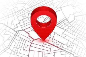 pino vermelho mostrando localização no mapa do navegador GPS vetor