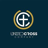 monograma das iniciais da igreja cristã da cruz uc cu uc design de logotipo vetor