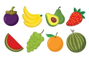 conjunto de frutas dos desenhos animados vetor