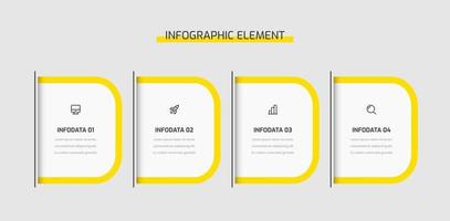 apresentação de modelo de infográfico de negócios com opções de design abstrato amarelo cor 4 e ícones. adequado para diagrama de processo, apresentações, layout de fluxo de trabalho, banner, fluxograma vetor