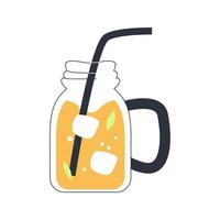 uma lata com uma bebida refrescante de laranja de verão. o conceito de descanso e relaxamento. ilustração vetorial em estilo simples, isolado no fundo branco vetor