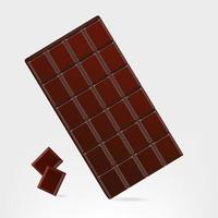 barra de chocolate com pedaços em fundo branco, ilustração vetorial realista closeup. vetor