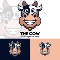 vetor premium de ilustração de logotipo de mascote de desenho animado de vaca fofa