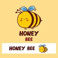 design de logotipo de mascote de abelha de mel dos desenhos animados vetor