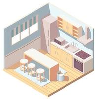 interior isométrico da cozinha com utensílios de cozinha vetor