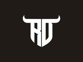 design inicial do logotipo do touro rd. vetor