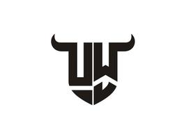 design inicial do logotipo do touro uw. vetor