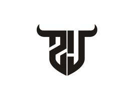 design inicial do logotipo do touro zj. vetor