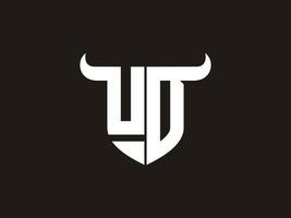 design inicial do logotipo do touro ud. vetor