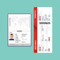 passaporte e cartão de embarque isolados vetor