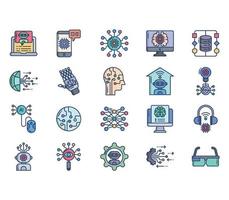 conjunto de ícones de inteligência artificial vetor