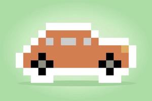 arte clássica de pixel de carro de 8 bits. ilustração em vetor de um padrão de ponto cruz de carro.