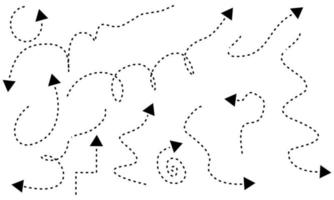 direções de seta desenhadas à mão abstratas únicas linhas tracejadas vetor