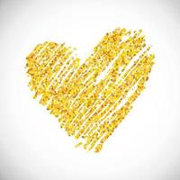 coração de glitter dourado desenhado à mão vetor
