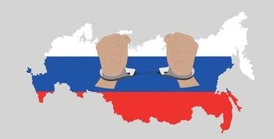 agressão russa e terrorismo, conflito, conceito de vitória. mapa da rússia nas cores da bandeira nacional. ícone com bandeira russa no sangue. crise militar ucraniano-russa. vetor