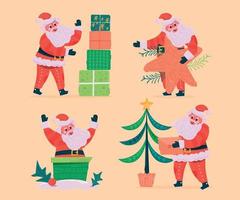 ilustração de personagens de papai noel vetor