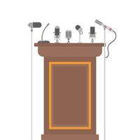 tribuna de pódio para alto-falantes com microfones vetor