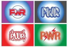 conjuntos de modelo de design de logotipo e ícone de carta pwr vetor