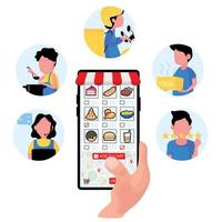 conceito de pedido de comida de aplicativo móvel vetor