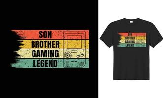 design de t-shirt de jogos tipo retro, vintage e tipográfico baseado em vetor para pessoas amantes de jogos.