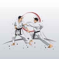 Karate é uma arte marcial originária do Japão. ilustrador vetorial. vetor