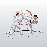 Karate é uma arte marcial originária do Japão. ilustrador vetorial. vetor