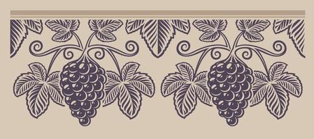 padrão de uva vintage sem costura ramo vetor