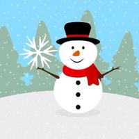 boneco de neve no feriado de ilustração vetorial de floresta vetor