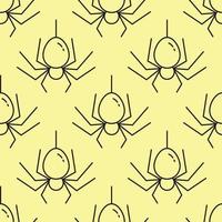 conceito de dia das bruxas. padrão sem emenda de vetor de aranha em fundo amarelo. adequado para cartões postais, tecidos, têxteis, invólucros, papéis de parede