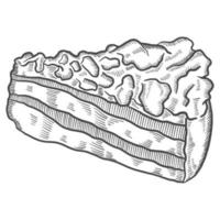 desmoronar bolo britânico ou inglaterra e lanche de sobremesa isolado doodle esboço desenhado à mão com estilo de contorno vetor