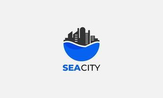 vetor de design de logotipo da cidade do mar moderno