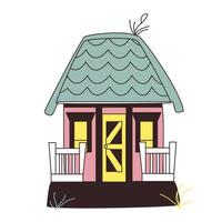 casa de estilo doodle colorido. ilustração vetorial fofa de casa desenhada à mão vetor