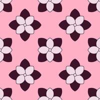 padrão vetorial sem costura de flores escuras em fundo rosa para sites, têxteis, invólucros, papéis de parede vetor