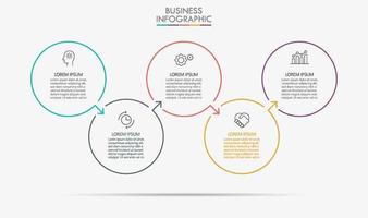 modelo de infográfico de negócios de círculo colorido mínimo vetor