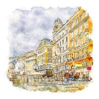 viena áustria esboço em aquarela ilustração desenhada à mão vetor